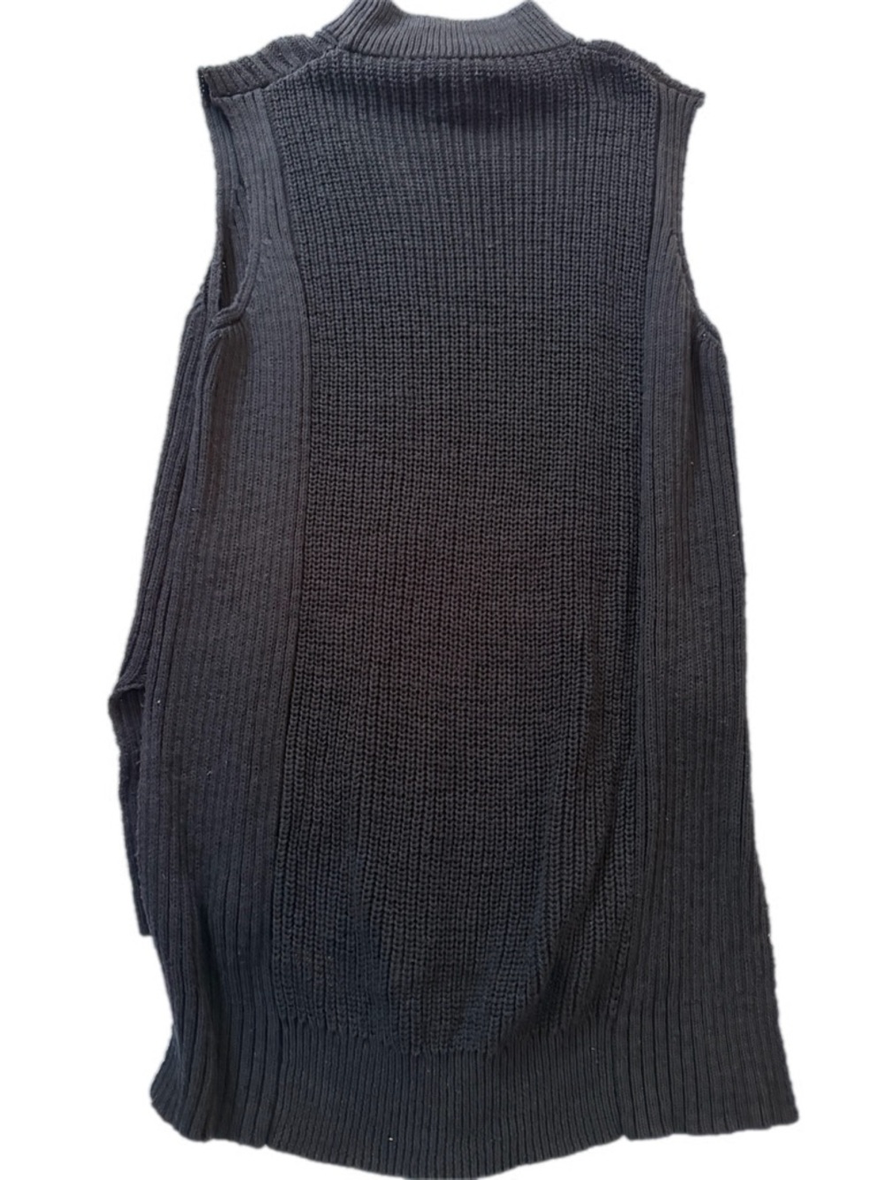 Michael Stars Black Cable Knit Vest L Mock Neck High Low Layered Look 🔥trending - Picture 7 of 10